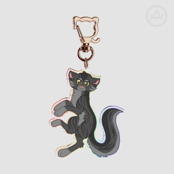 WC: Gray Cat Glitter Acrylic Keychain