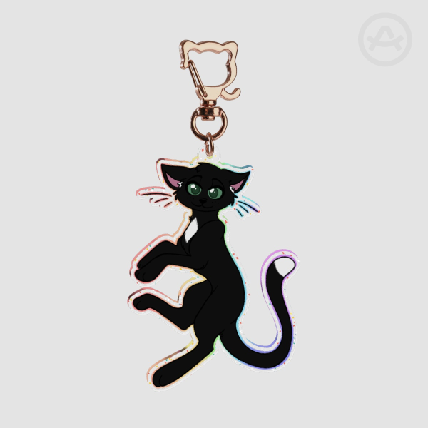 WC: Raven Cat Glitter Acrylic Keychain