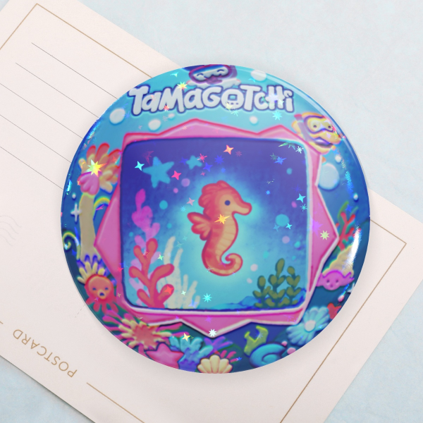 Frutiger Aqua Tamagotchi Button Pin