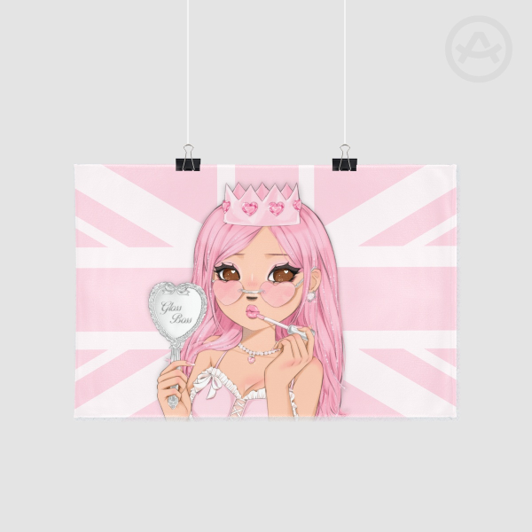 Small Glossie Pink British Flag Hanging Tapestry