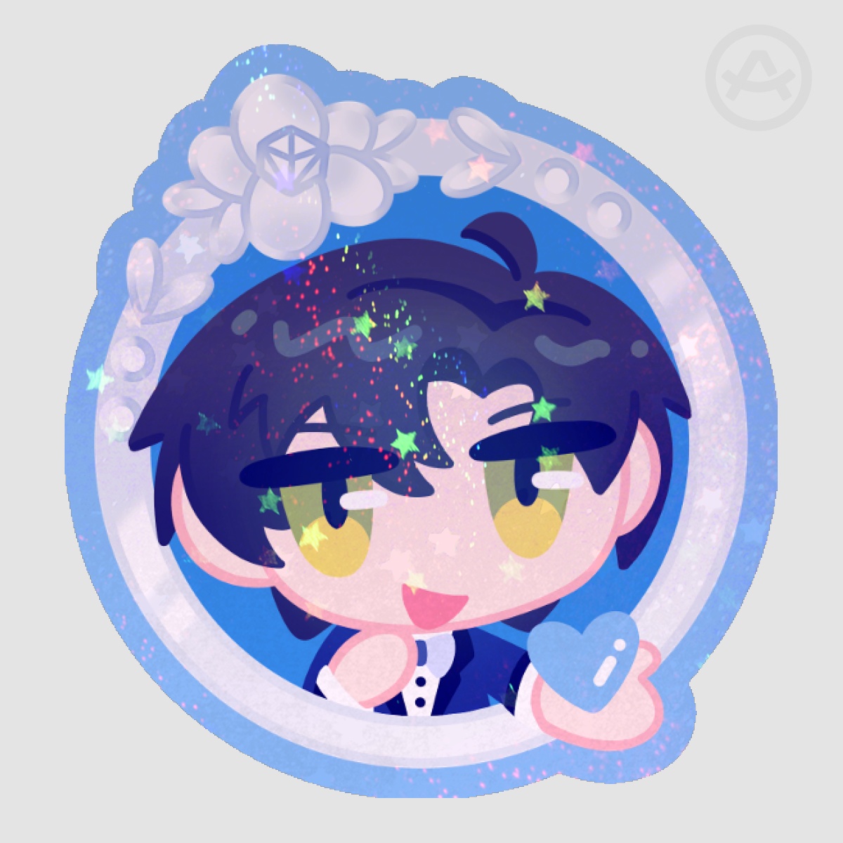 Zayne - colored edge with glitter sticker