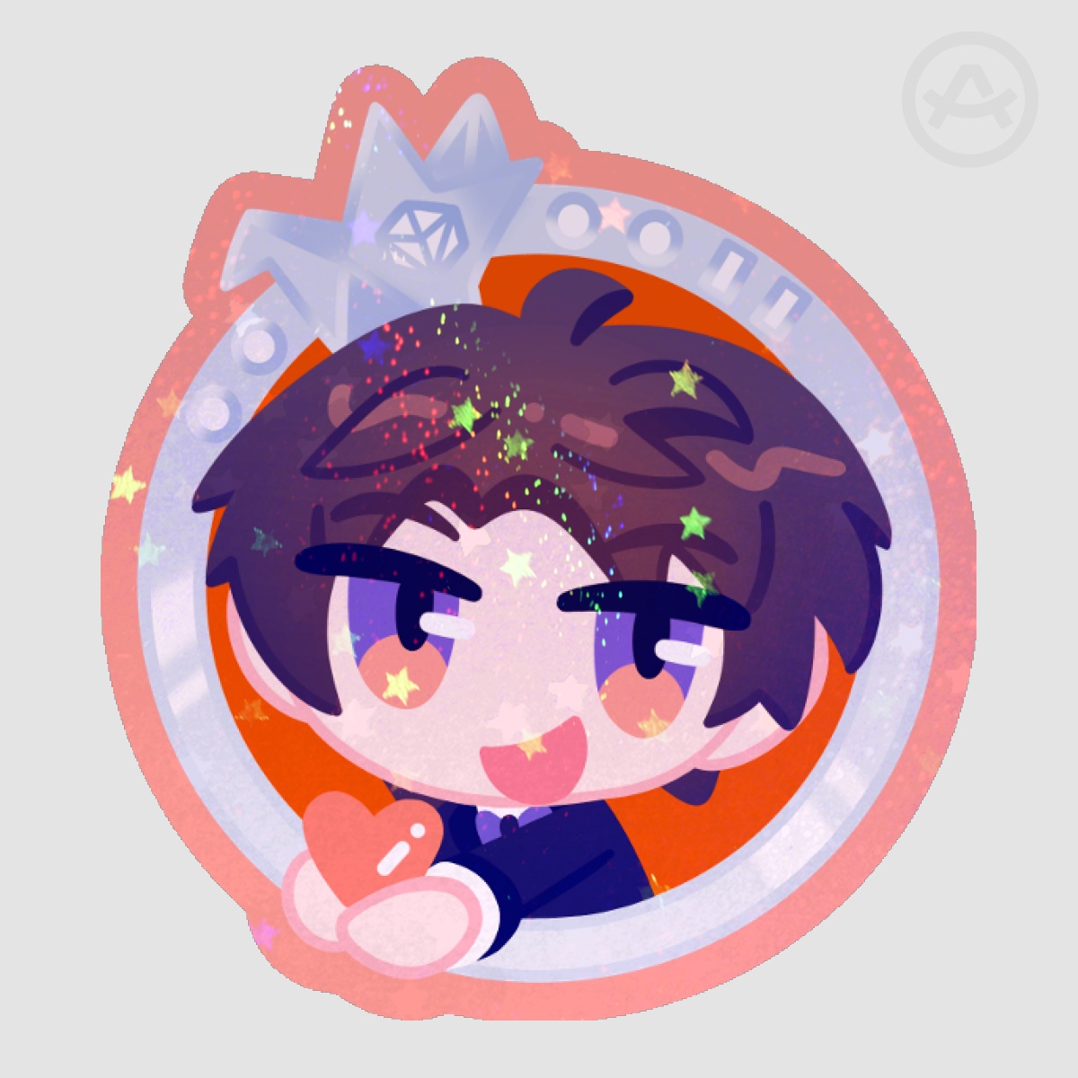 Caleb - colored edge with glitter sticker