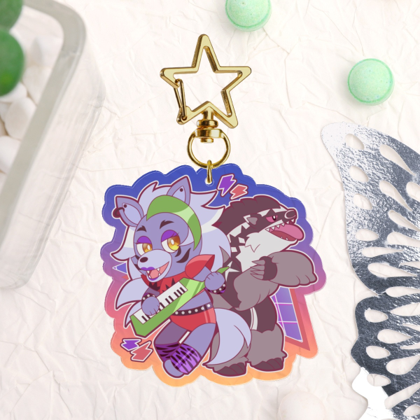 Roxy and Obstagoon Keychain