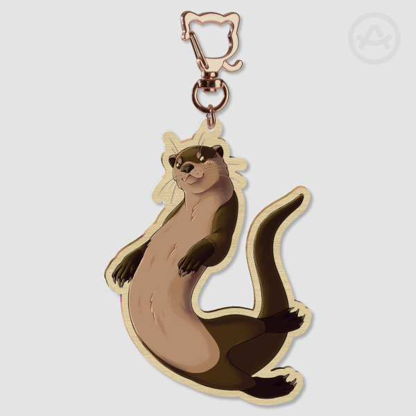North American river otter WOOD keychain
