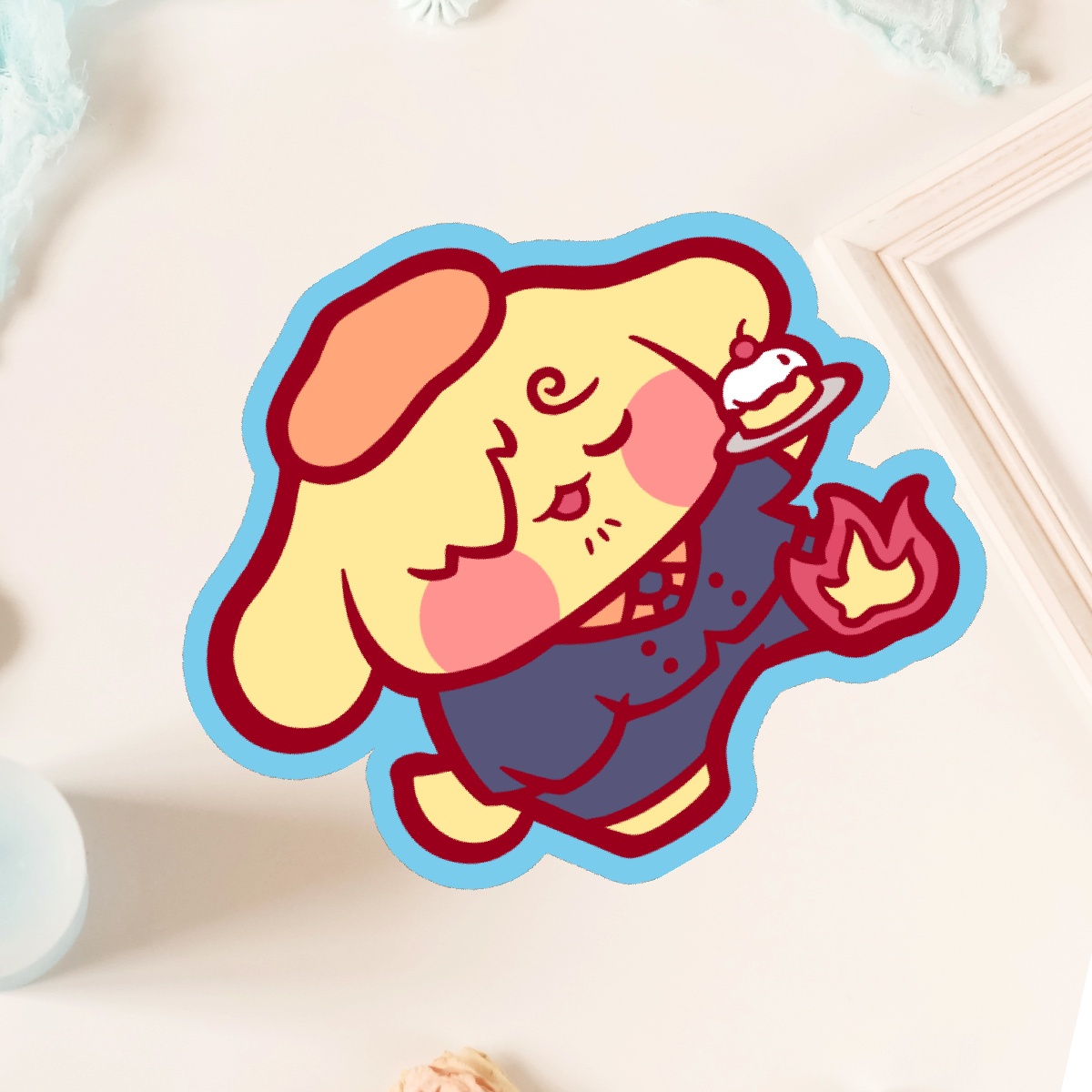Sticker - Pompompurin x Vinsmoke Sanji - One Piece Anime x Sanrio
