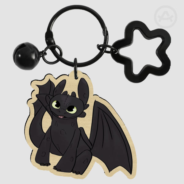 Mlem Toothless Wood Keychain