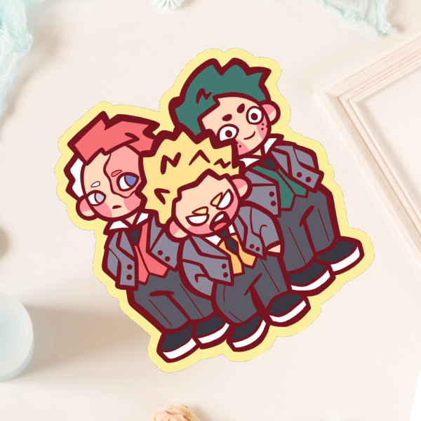 Sticker - Todoroki Shoto, Bakugo Katsuki Dynamight, and Izuku Midoriya Deku - My Hero Academia Anime BNHA MHA