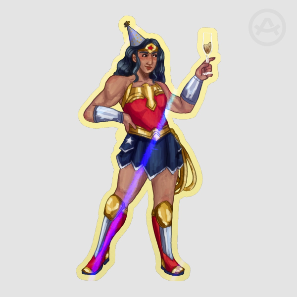 Wonder Woman New Years Eve Sticker