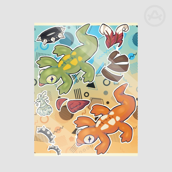 Gecko Plushie Animal Jam Sticker Sheet
