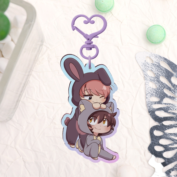 Kigurumi West and Parker Keychain (Rainbow)