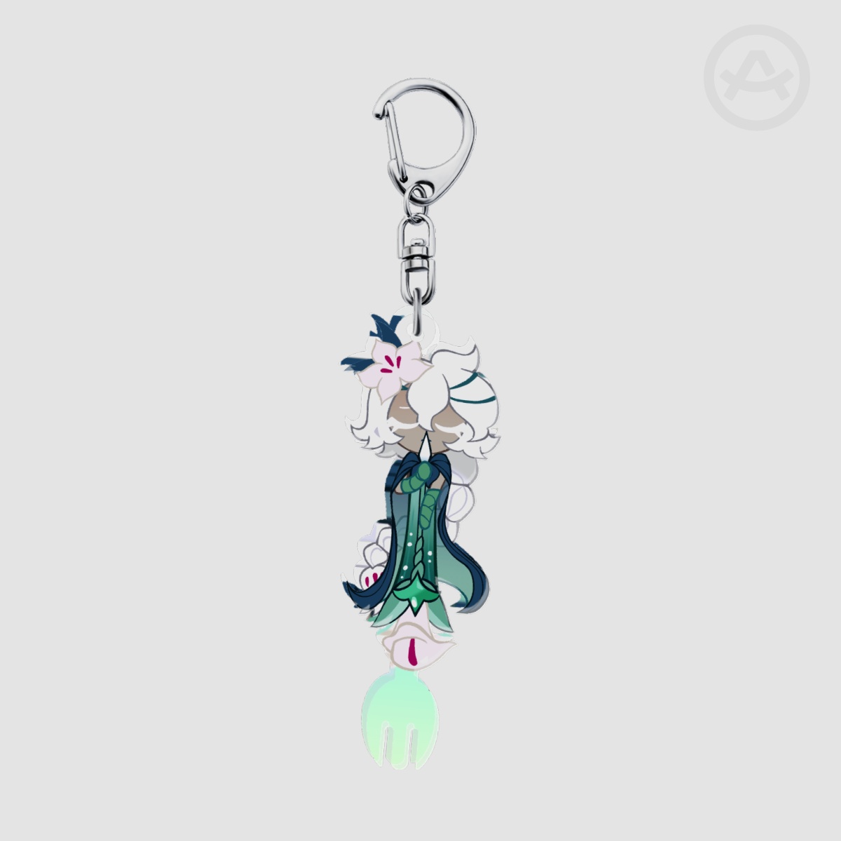 White Lily Fork Acrylic Keychain
