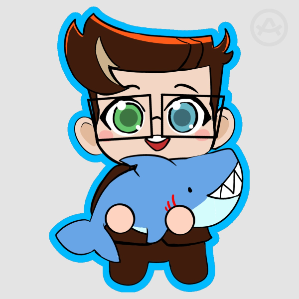 Lil Vincent with a shark Sticker || 8CM x 6CM