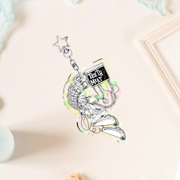 Funkitronic Girl Broken Glass Acrylic Keychain