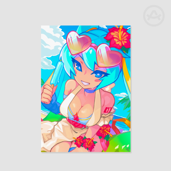 Summer Hatsune Miku - vocaloid - Print