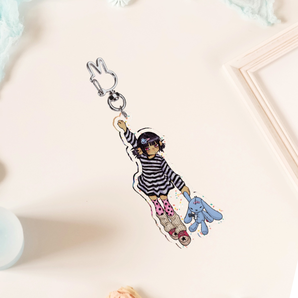Bobbie & Bunnie Glitter Acrylic Keychain