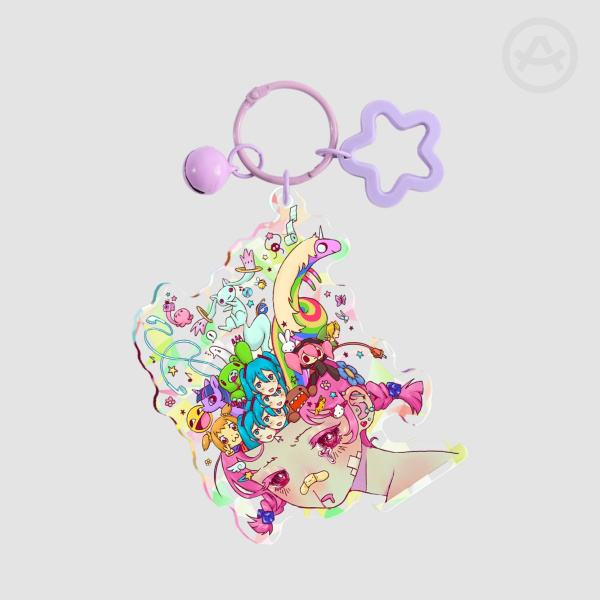 Brain Online Broken Glass Acrylic Keychain