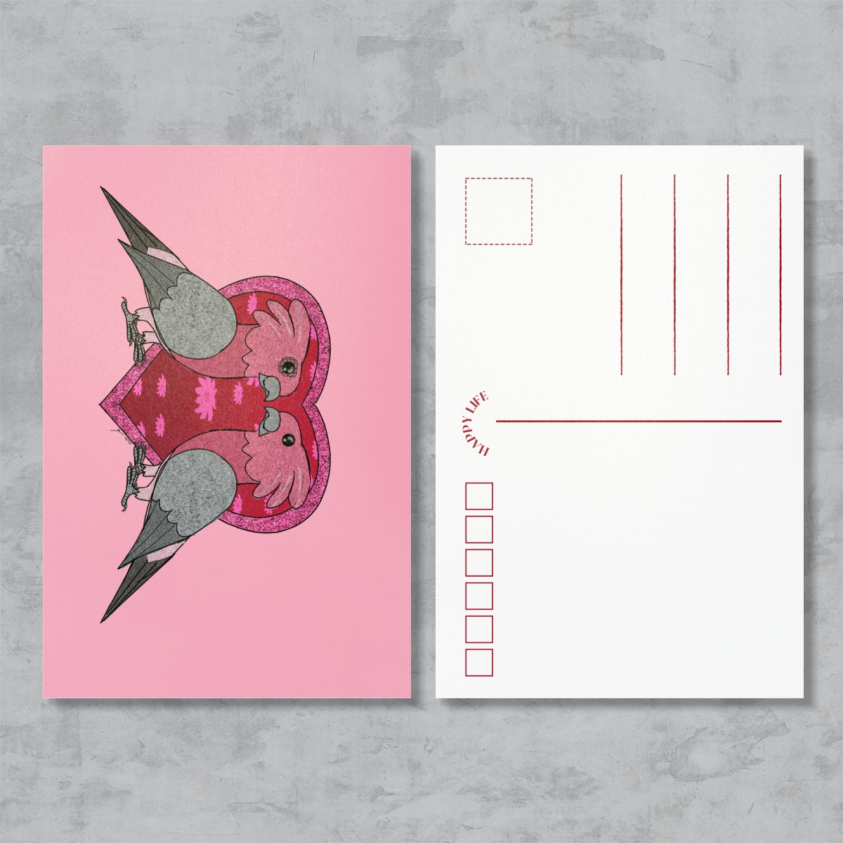 Galah Cckatoos in Love Postcards