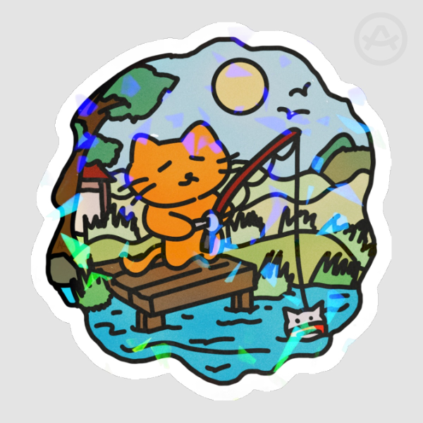 OC Orange Cat Fishing Sticker