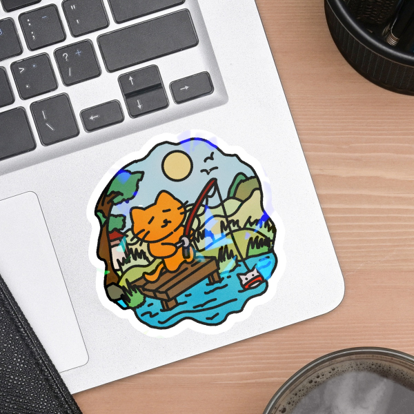 OC Orange Cat Fishing Sticker
