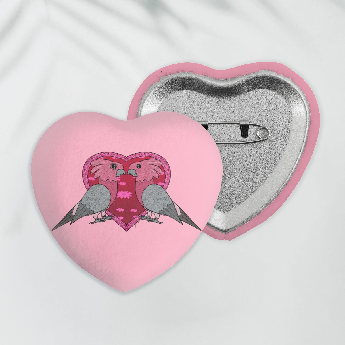 Galah Cockatoos in Love Plush Badge