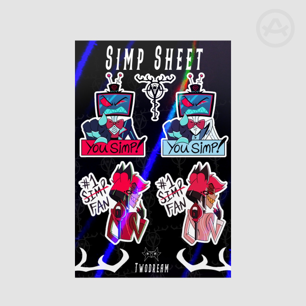 Vox & Alastor Simp Sticker Sheet - Holo