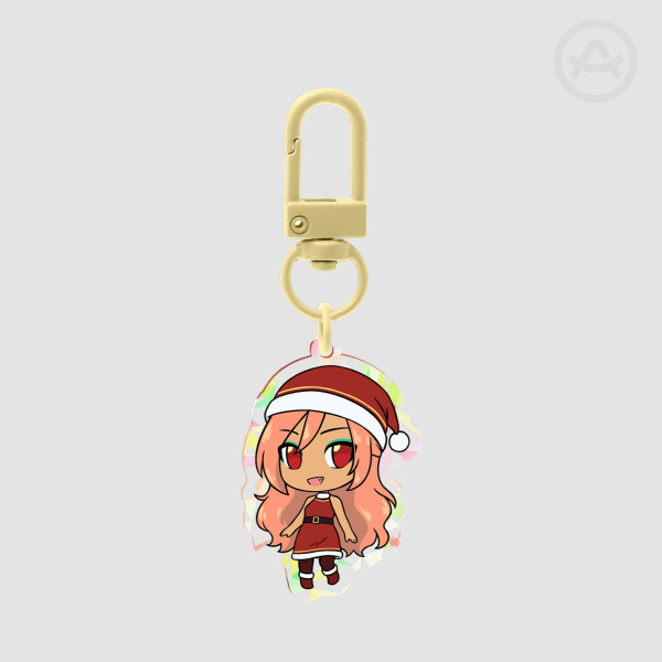 Christmas Ruby Broken Glass Acrylic Keychain