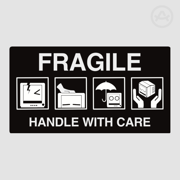WARNING FRAGILE STICKER BLACK