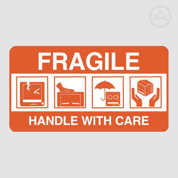 FRAGILE WARNING STICKER ORANGE