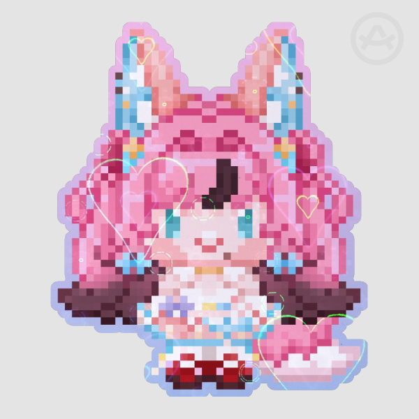 Pixel Foxxo Colored Edge Die Cut Stickers