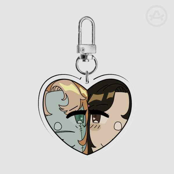 Zombiecleo Katherine Elizabeth duo heart keychain