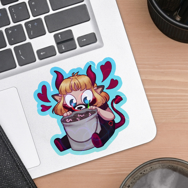 Wormy Bucket Holo Sticker