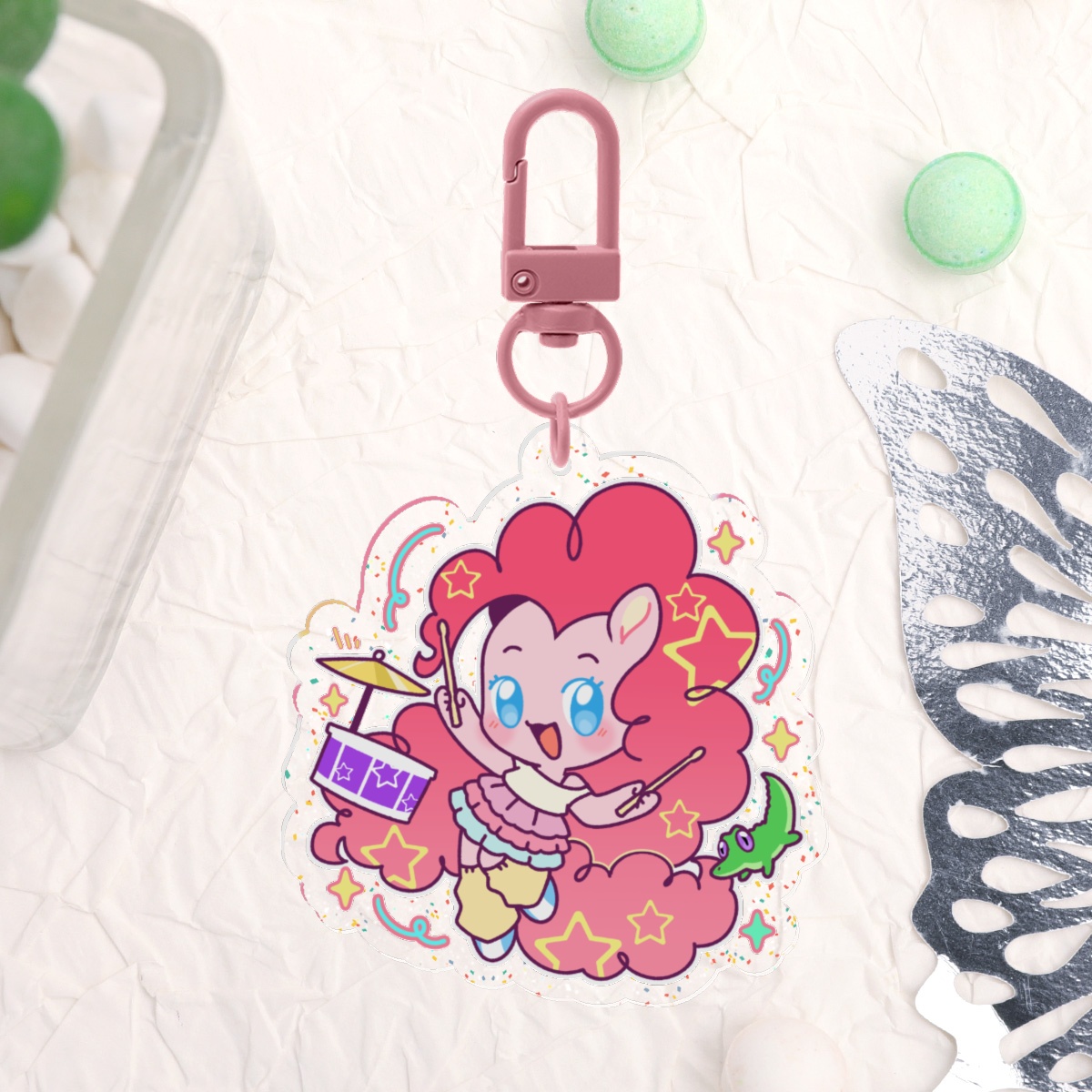 MLP Pinkie Pie Glitter Acrylic 5cm Keychains