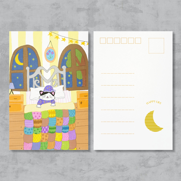 Sleepy cat postcard