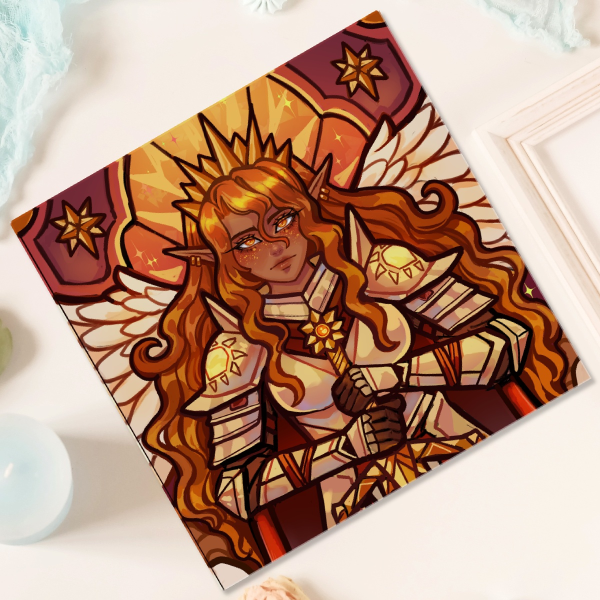 Queen angel knight of the sun Wood Coaster 110mm x 110mm