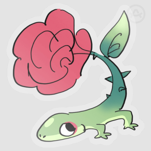 rose lizard sticker