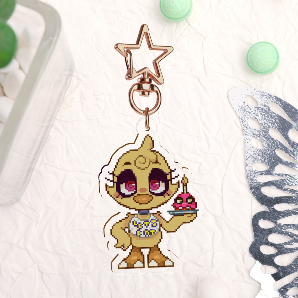 Chica fnaf pixel art keychain