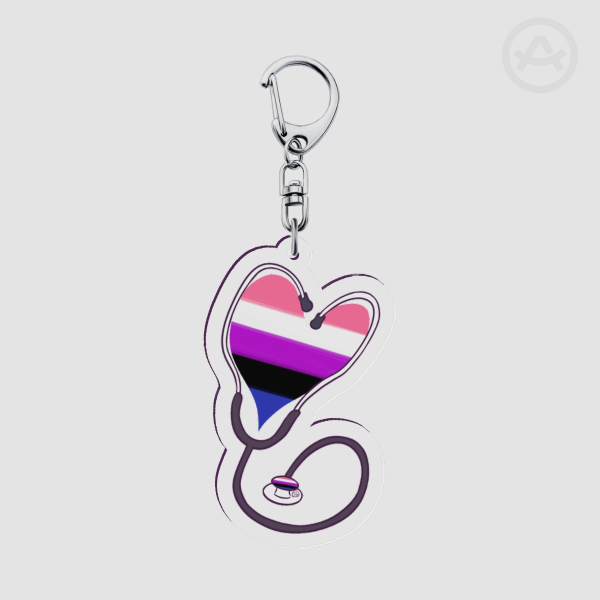 Genderfluid Stethoscope Keychain