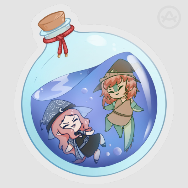 Noodle and Kyra Potion Clear PET Vinyl Die Cut Stickers