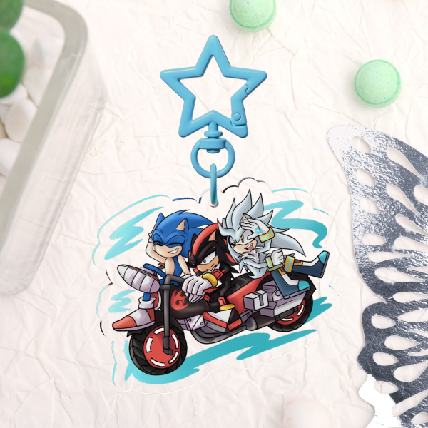 Sonic, Shadow and Silver Motorbike Keychain
