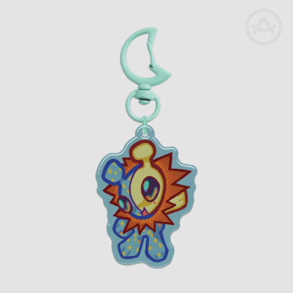 Sun and Moon Alien Epoxy Keychain