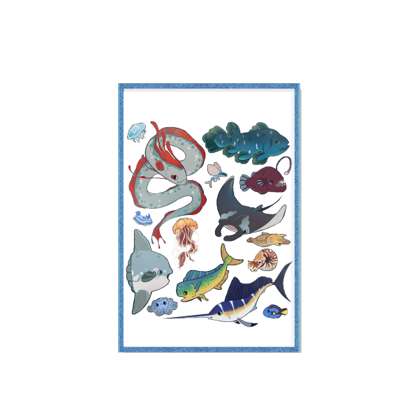 Sea Creatures Clear Acrylic Board