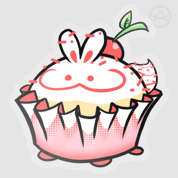 cherry cupcake bunny sticker
