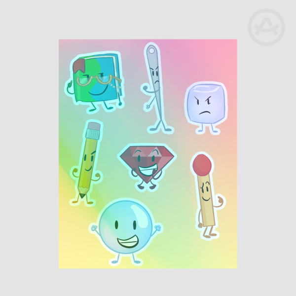 Freesmart BFDI Holographic Sticker Sheet