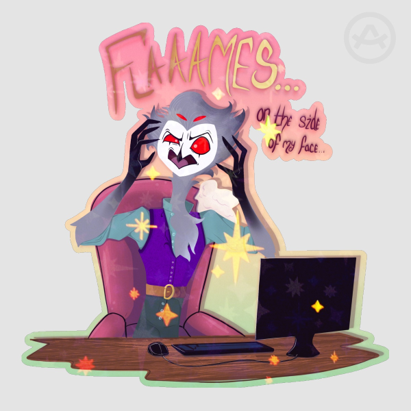 Customer Service in Hell Colored Edge Die Cut Stickers