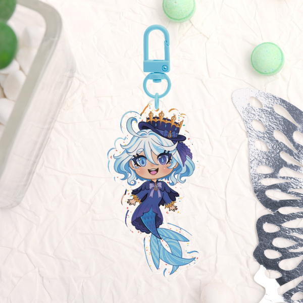 Mermaid Furina Glitter Acrylic Keychain