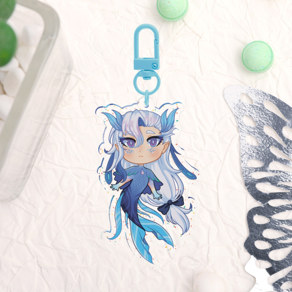 Mermaid Neuvillette Glitter Acrylic Keychain