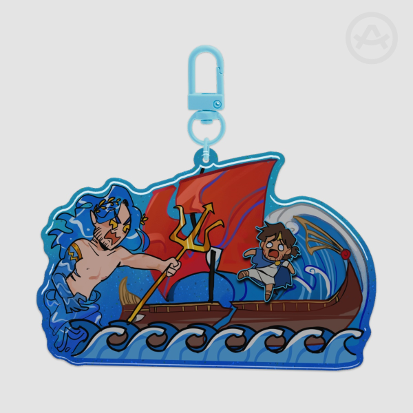 Odysseus and Poseidon Epoxy Glitter Keychain