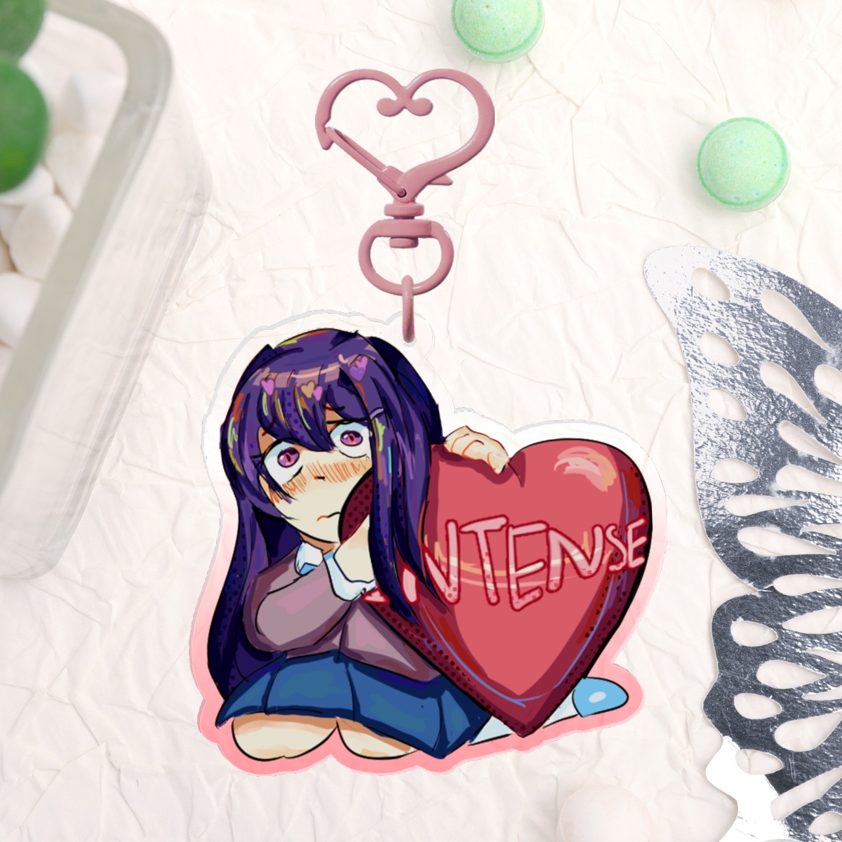 DDLC Yuri Heart Acrylic Keychain