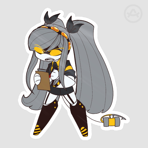 Long pigtailed J Die Cut Stickers