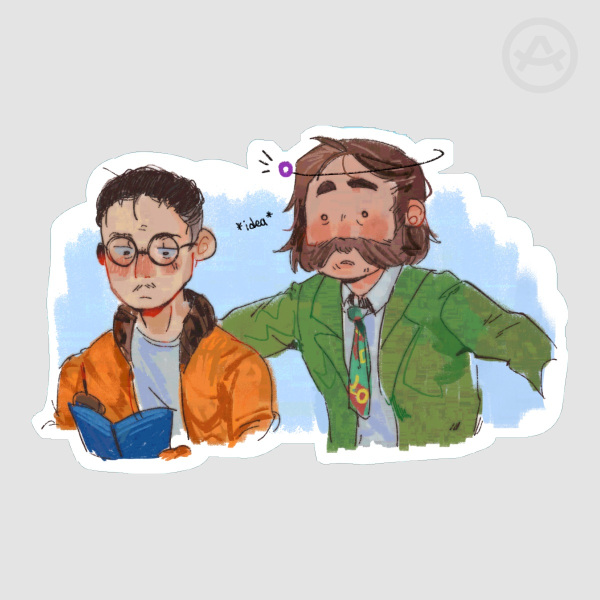 Harry and Kim Thinking Sticker